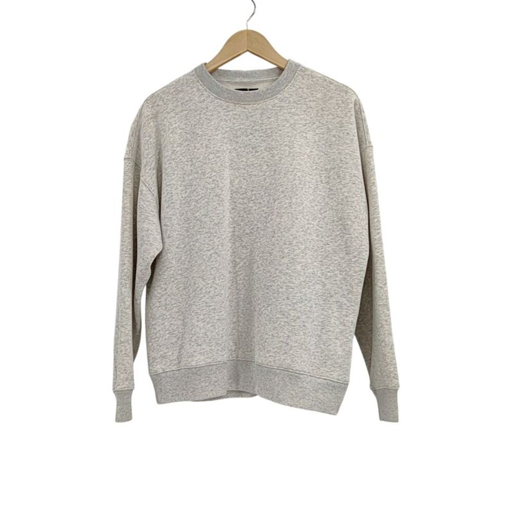 Quince Women Organic Heavyweight Fleece Crew Gray Sleeved Top S